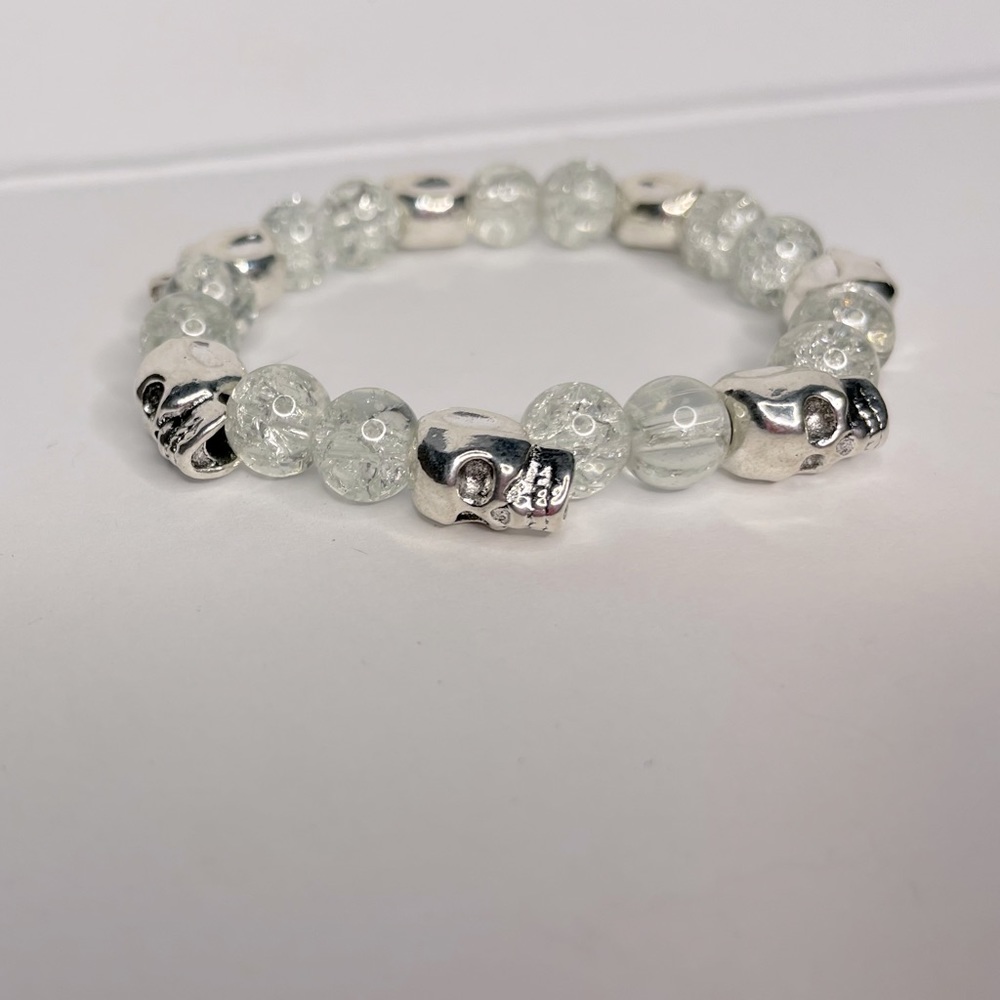 Handmade Clear Skull Beaded Bracelet